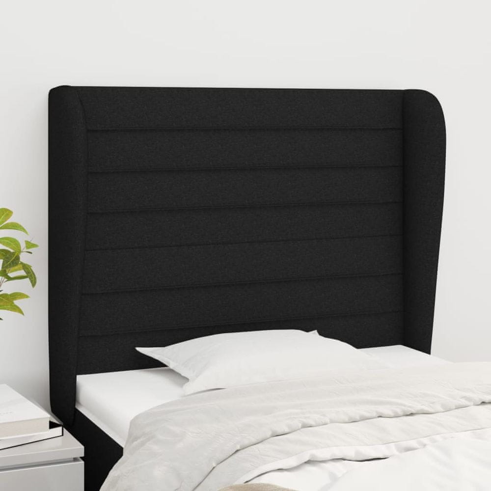 Vidaxl Čelo postele so záhybmi čierne 93 x 23 x 118/128 cm látka
